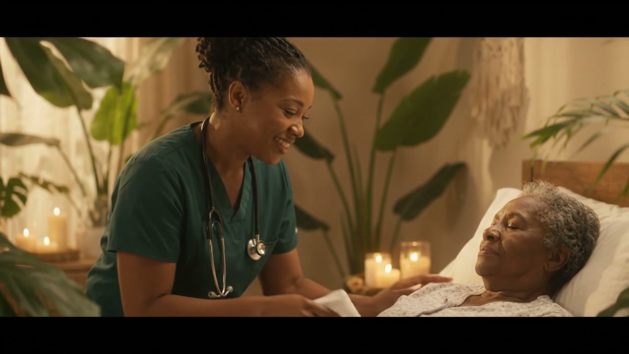 Sherri Washington providing compassionate cleansing care to bedridden loved one