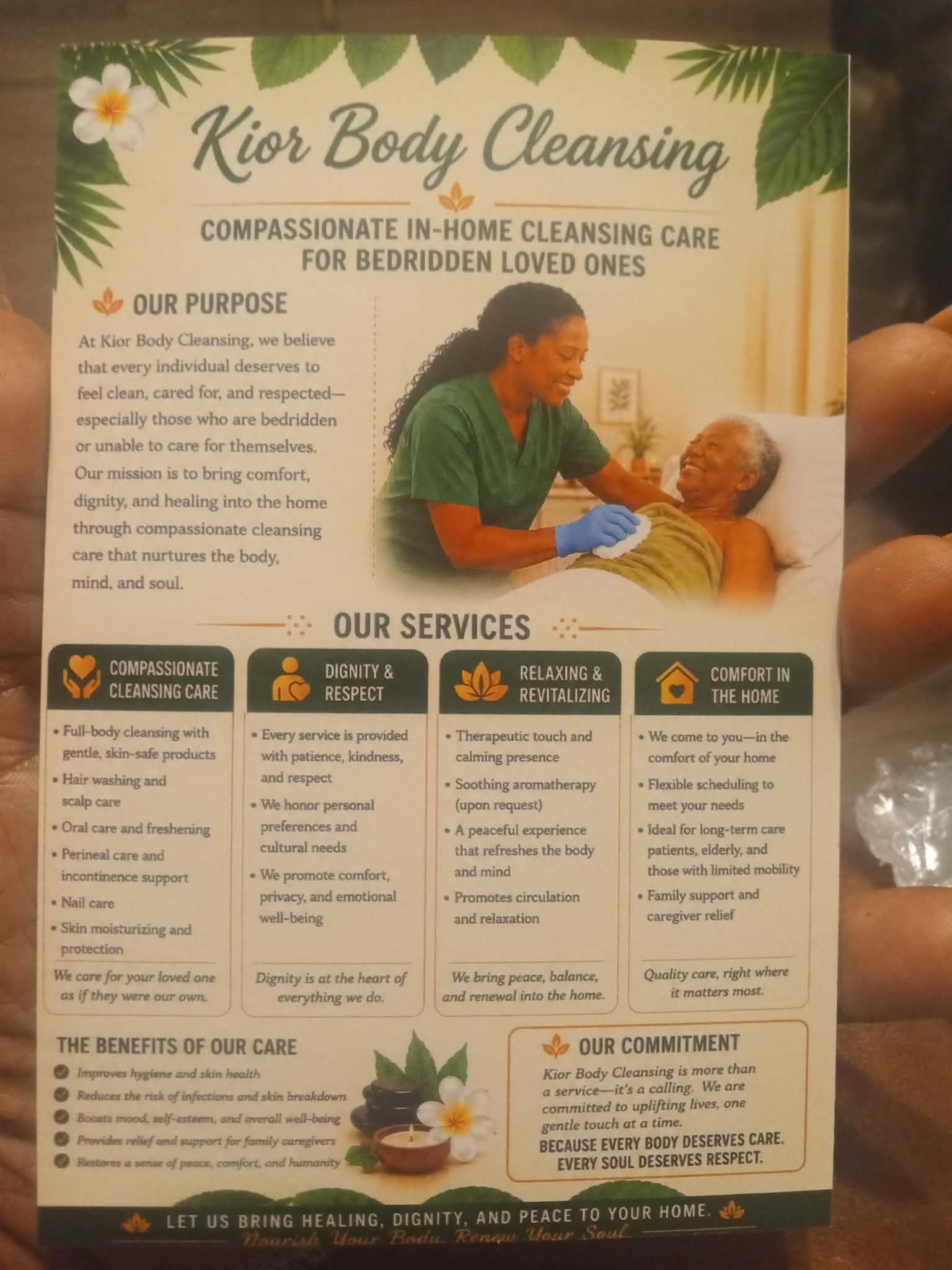 Kior Body Cleansing Flyer - Front Cover with Sherri Washington Contact
